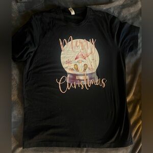 Large Gnome Snow Globe Merry Christmas Bella Canvas T-Shirt